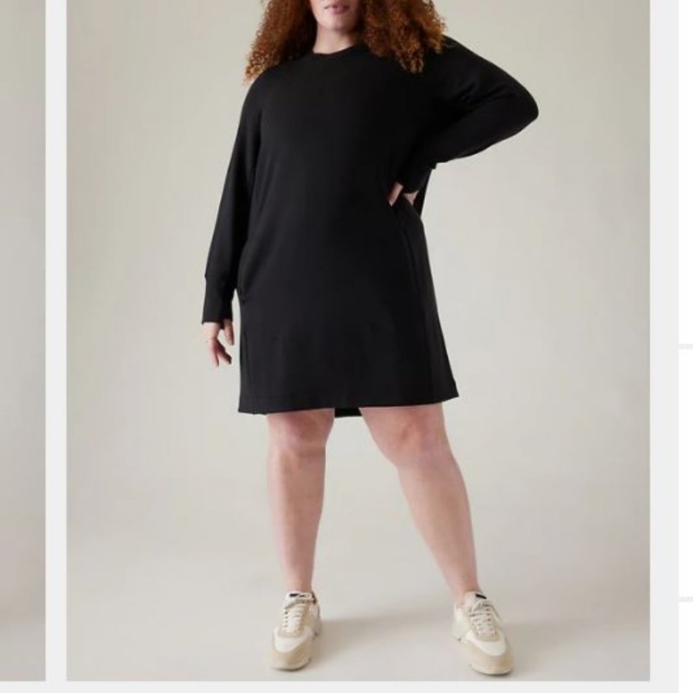 COPY - Athleta Plus Black Coaster Luxe Sweatshirt Dress 2X